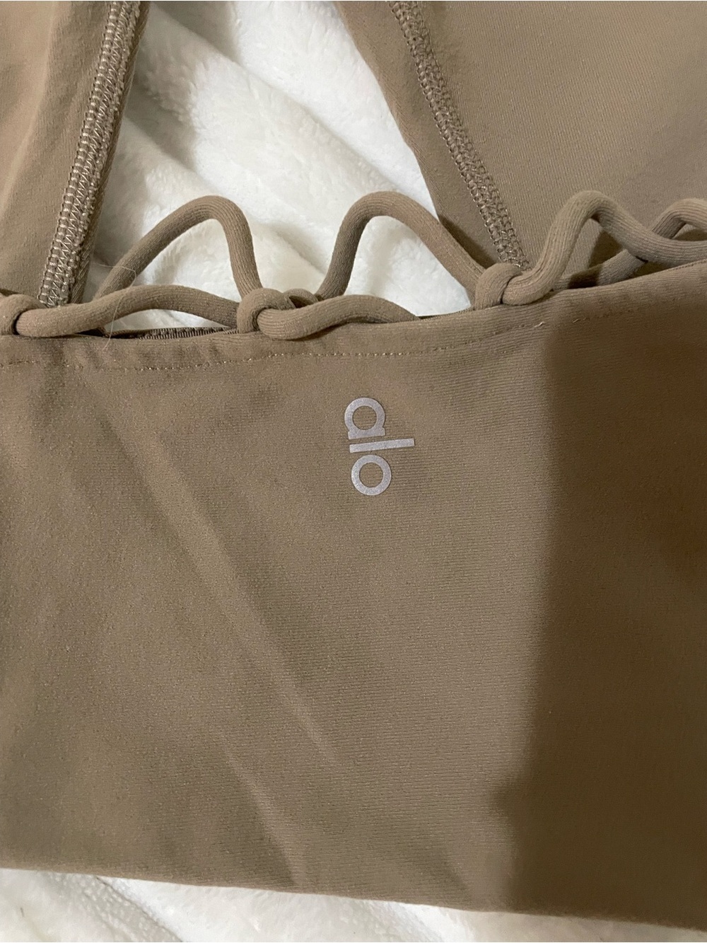 ALO Yoga High-Waist Lattice-Side Leggings - Taupe - Picture 4 of 12